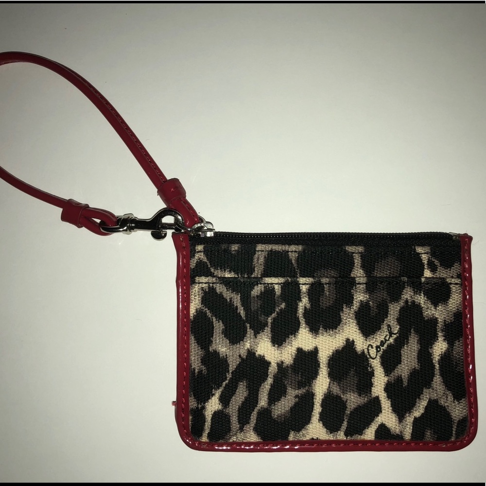 Red & Leopard Coach Wristlet